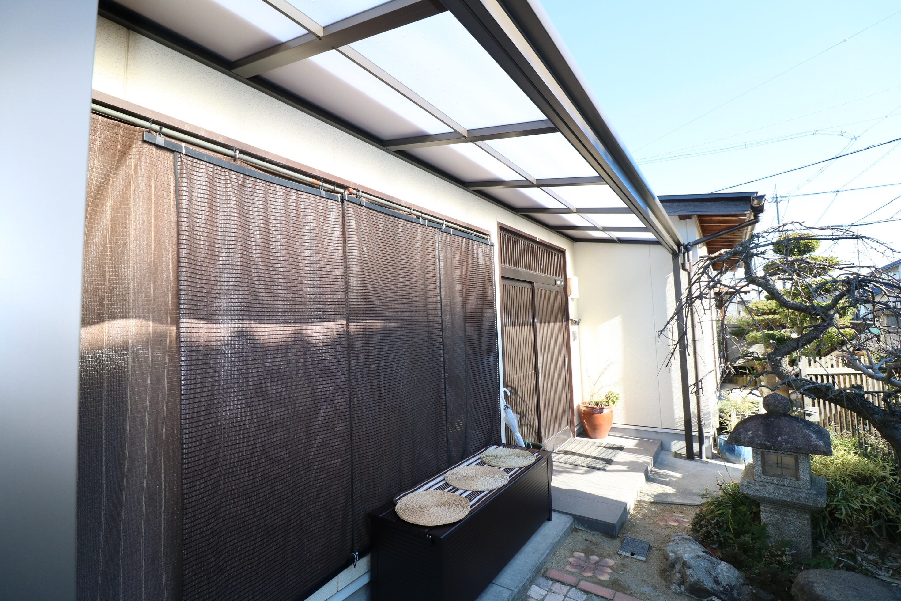 大田市 外構工事 軒を延長して雨の日も快適に使える屋外空間