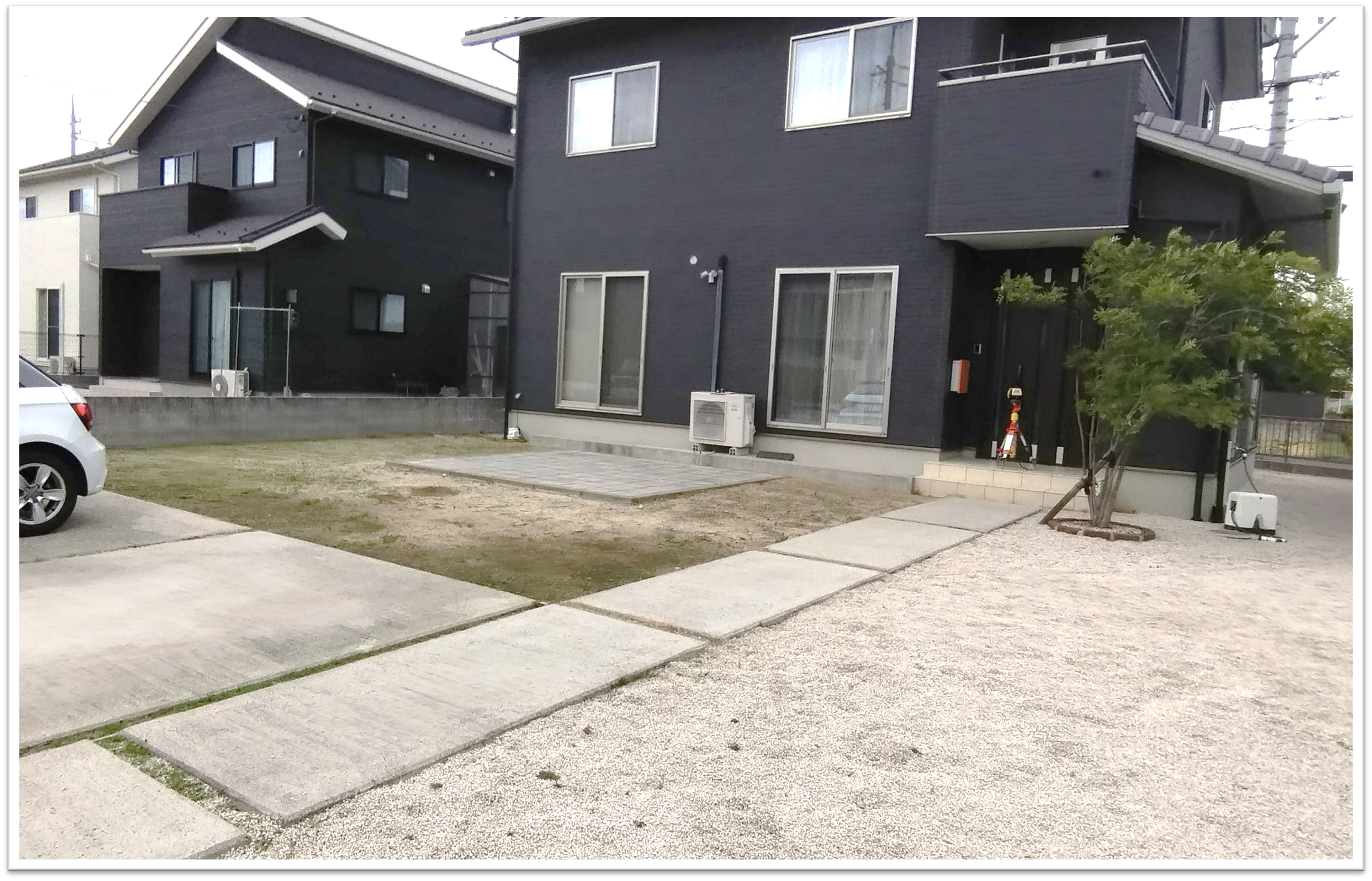 大田市 外構リフォーム前の駐車場全景